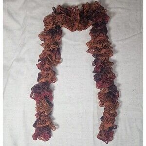 Skinny Sashay Scarf Ruffle Orange Pink Y2k Fairycore Boho Goth Romantic 56"L